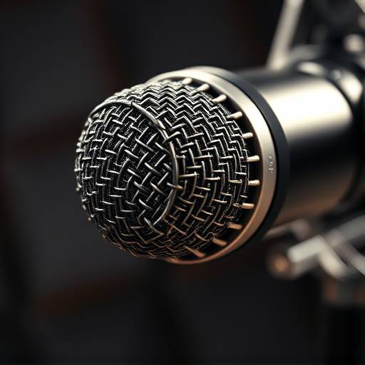 Nærbillede af en professionel Neumann mikrofon i Stjerne Interview Studios.