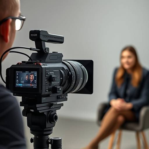 Professionelt videokamera der filmer et interview.